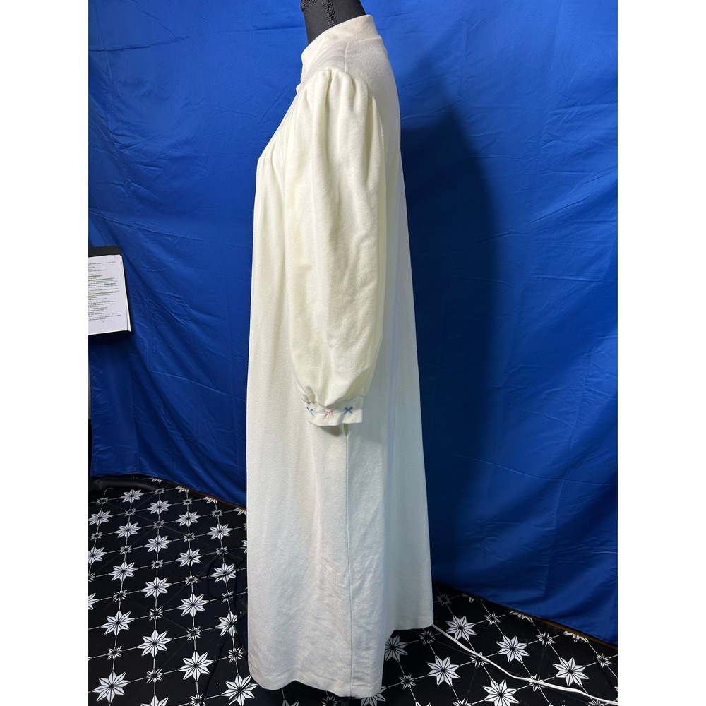 Vtg Womens Embroidered Nightgown Sz M Cottage Coquette Grannycore Puff Sleeve - Picture 9 of 10